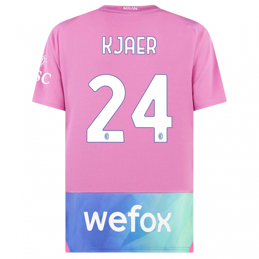 Mulher Camisola Simon Kjaer #24 Rosa Roxo Terceiro 2023/24 Camisa Brasil