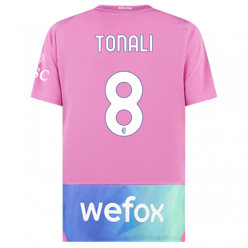 Mulher Camisola Sandro Tonali #8 Rosa Roxo Terceiro 2023/24 Camisa Brasil