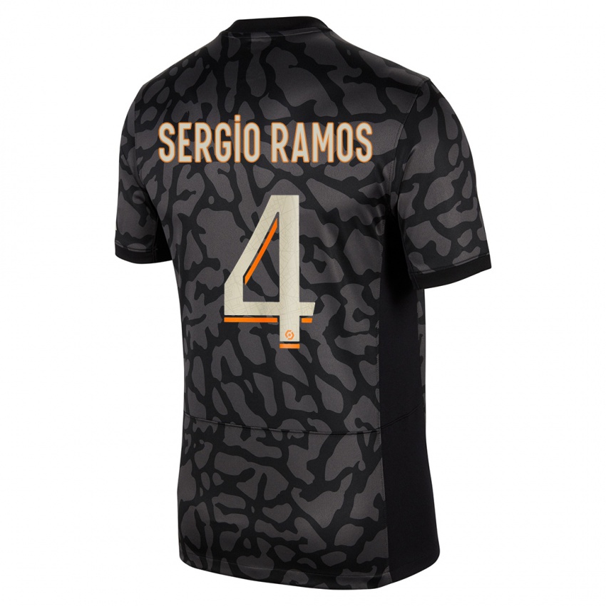 Mulher Camisola Sergio Ramos #4 Preto Terceiro 2023/24 Camisa Brasil