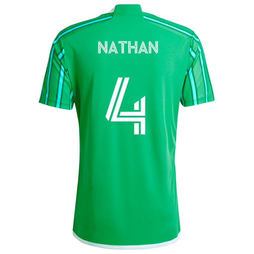 Criança Camisola Nathan #4 Verde Branco Principal 2024/25 Camisa Brasil