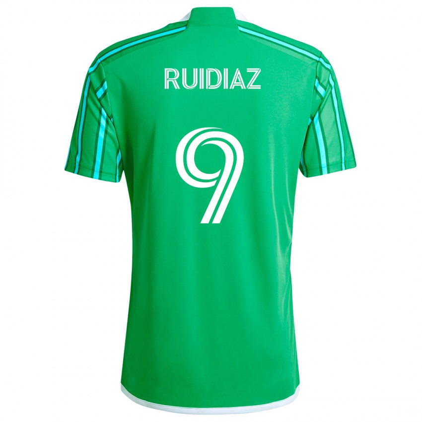 Criança Camisola Raúl Ruidíaz #9 Verde Branco Principal 2024/25 Camisa Brasil