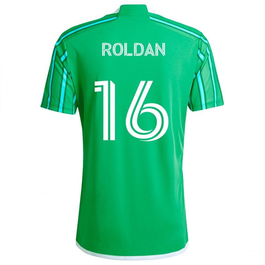 Criança Camisola Álex Roldán #16 Verde Branco Principal 2024/25 Camisa Brasil