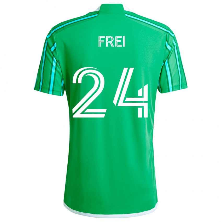 Criança Camisola Stefan Frei #24 Verde Branco Principal 2024/25 Camisa Brasil