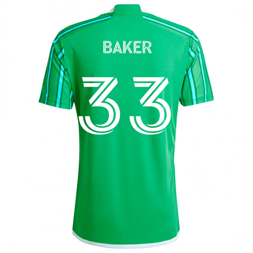 Criança Camisola Cody Baker #33 Verde Branco Principal 2024/25 Camisa Brasil