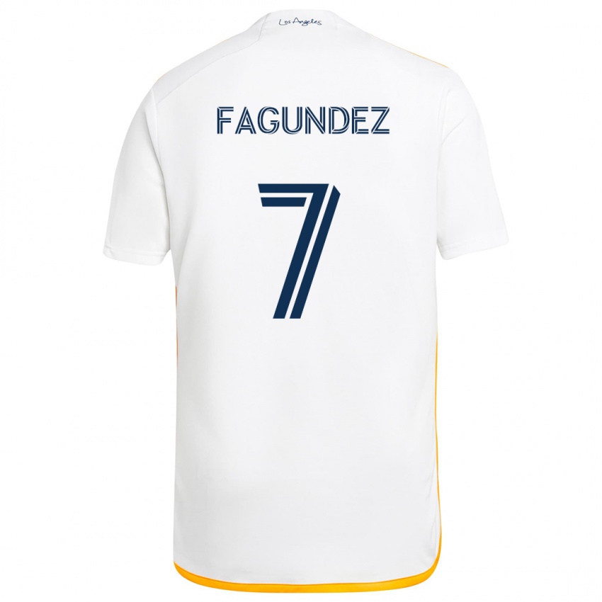 Criança Camisola Diego Fagúndez #7 Branco Amarelo Principal 2024/25 Camisa Brasil