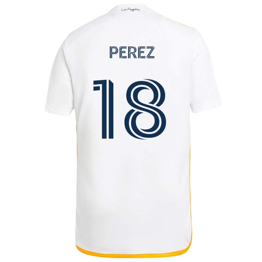 Criança Camisola Jonathan Pérez #18 Branco Amarelo Principal 2024/25 Camisa Brasil