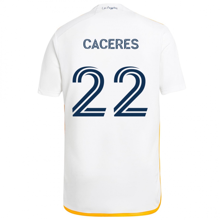 Criança Camisola Martín Cáceres #22 Branco Amarelo Principal 2024/25 Camisa Brasil