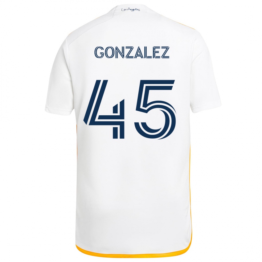 Criança Camisola Adrián González #45 Branco Amarelo Principal 2024/25 Camisa Brasil