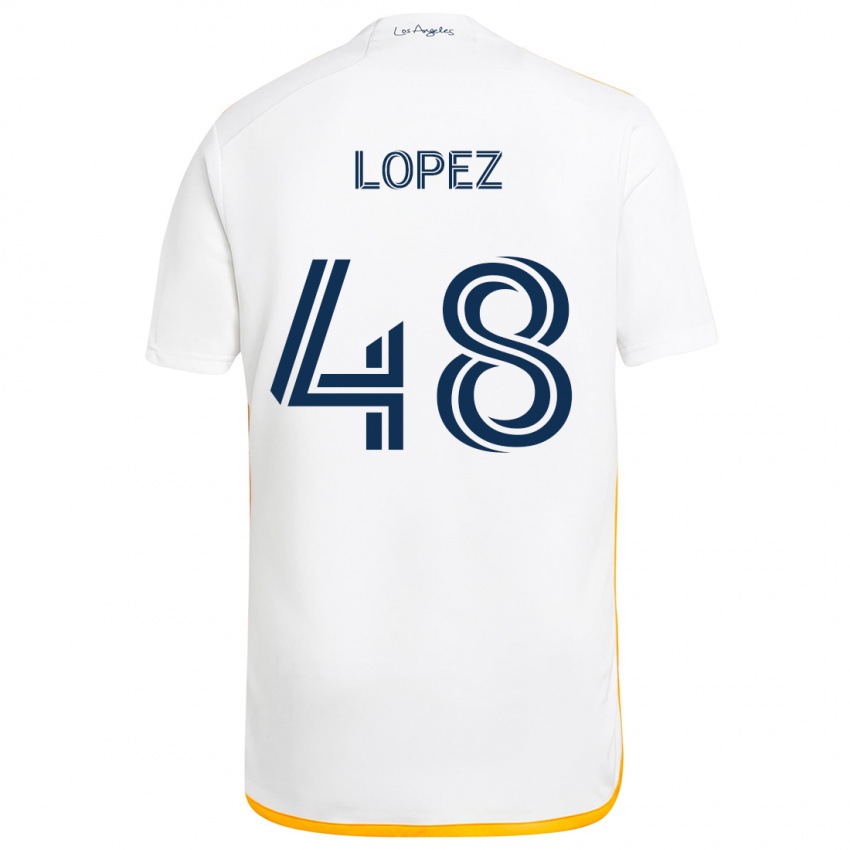 Criança Camisola Diego López #48 Branco Amarelo Principal 2024/25 Camisa Brasil