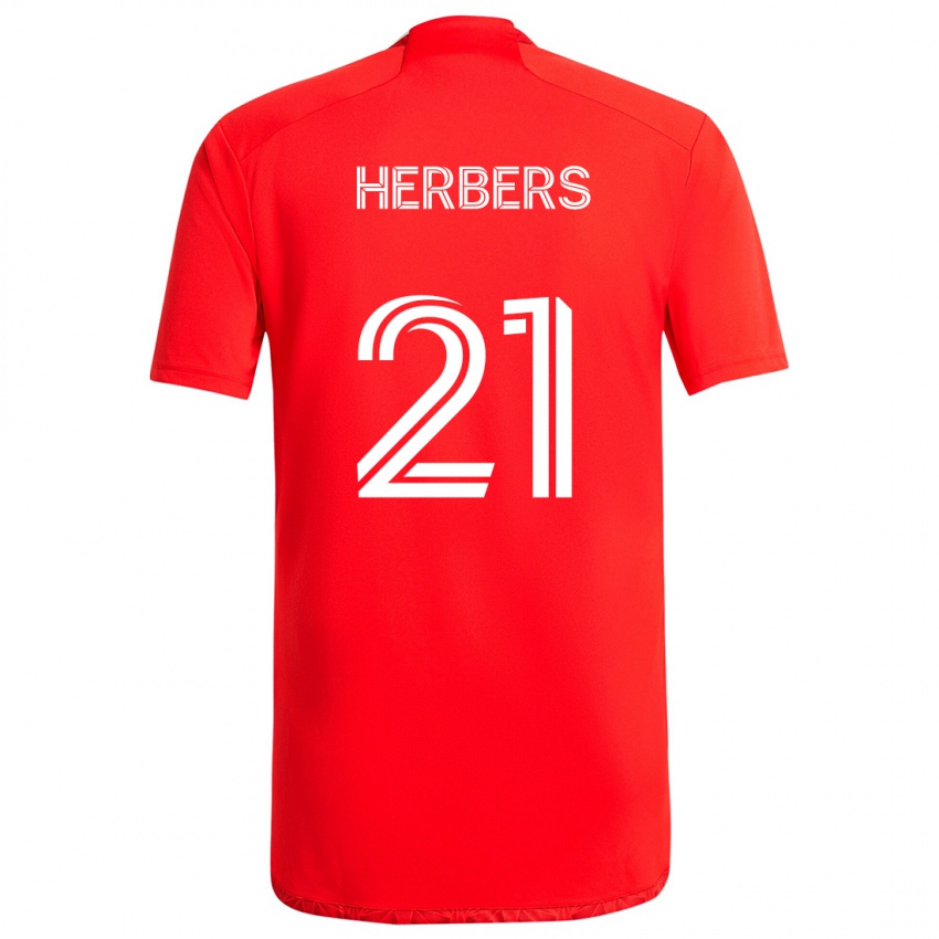 Criança Camisola Fabian Herbers #21 Vermelho Branco Principal 2024/25 Camisa Brasil