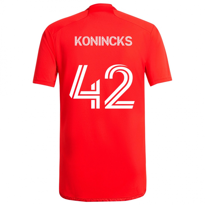 Criança Camisola Diego Konincks #42 Vermelho Branco Principal 2024/25 Camisa Brasil