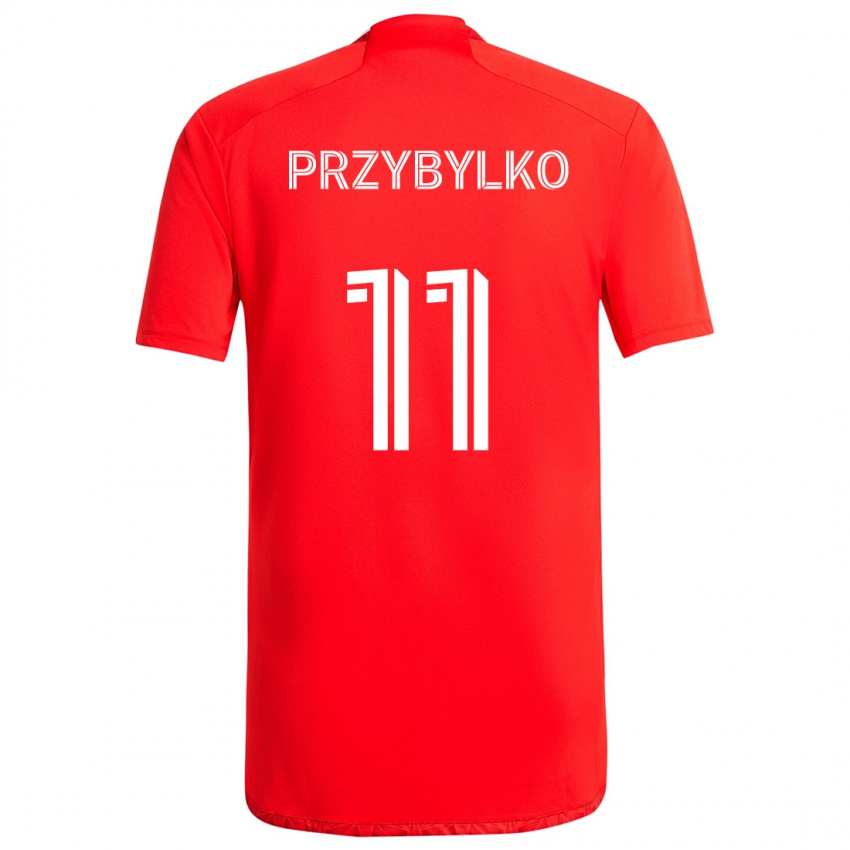 Criança Camisola Kacper Przybylko #11 Vermelho Branco Principal 2024/25 Camisa Brasil