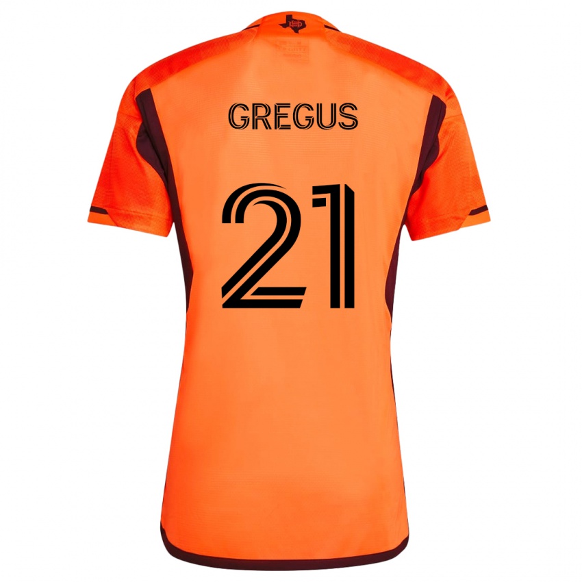 Criança Camisola Ján Gregus #21 Laranja Preto Principal 2024/25 Camisa Brasil