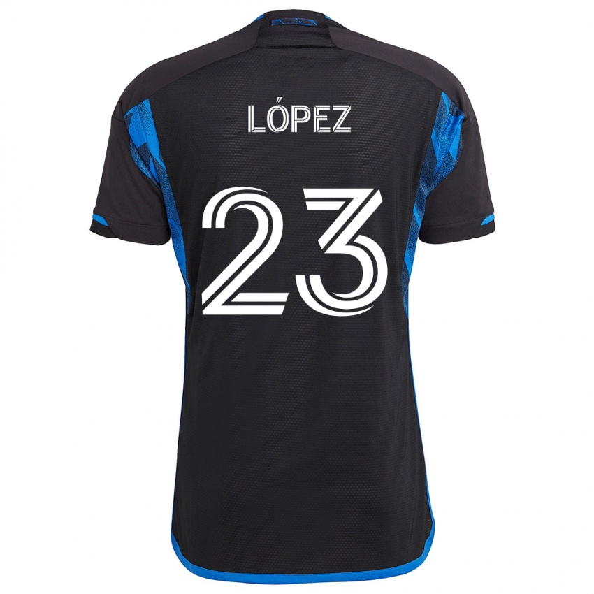 Criança Camisola Hernán López #23 Azul Preto Principal 2024/25 Camisa Brasil