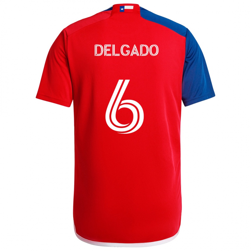 Criança Camisola Patrickson Delgado #6 Azul Vermelho Principal 2024/25 Camisa Brasil