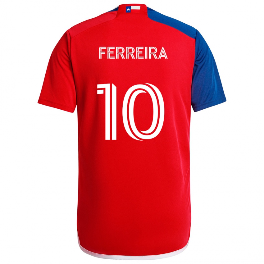 Criança Camisola Jesús Ferreira #10 Azul Vermelho Principal 2024/25 Camisa Brasil