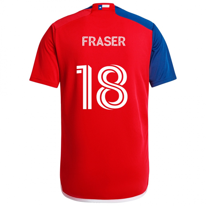 Criança Camisola Liam Fraser #18 Azul Vermelho Principal 2024/25 Camisa Brasil