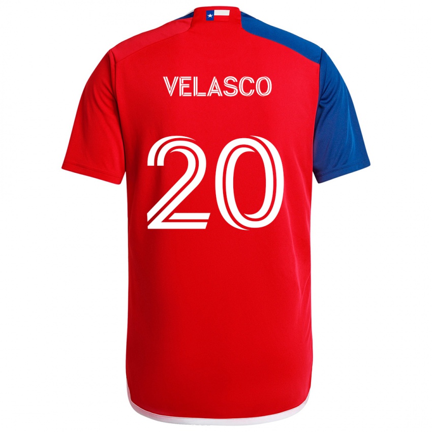 Criança Camisola Alan Velasco #20 Azul Vermelho Principal 2024/25 Camisa Brasil