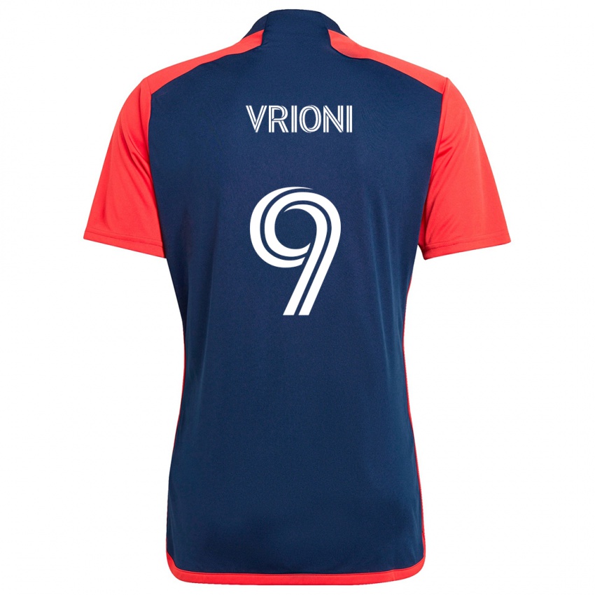 Criança Camisola Giacomo Vrioni #9 Azul Vermelho Principal 2024/25 Camisa Brasil