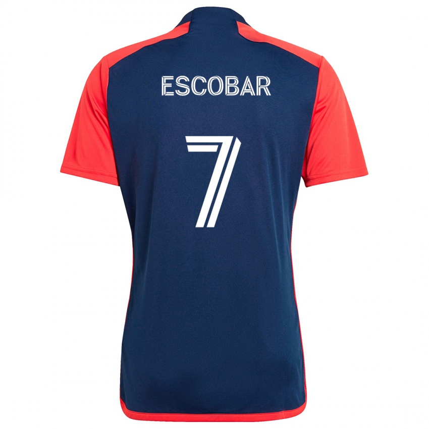 Criança Camisola Olger Escobar #7 Azul Vermelho Principal 2024/25 Camisa Brasil