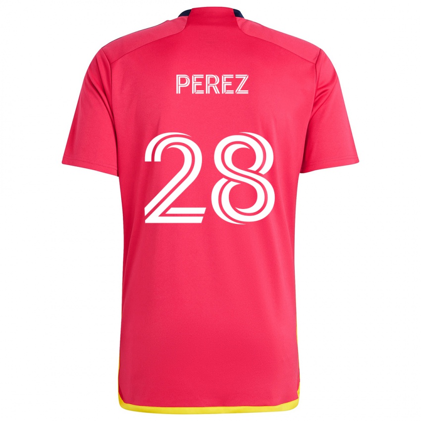 Criança Camisola Miguel Perez #28 Vermelho Azul Principal 2024/25 Camisa Brasil