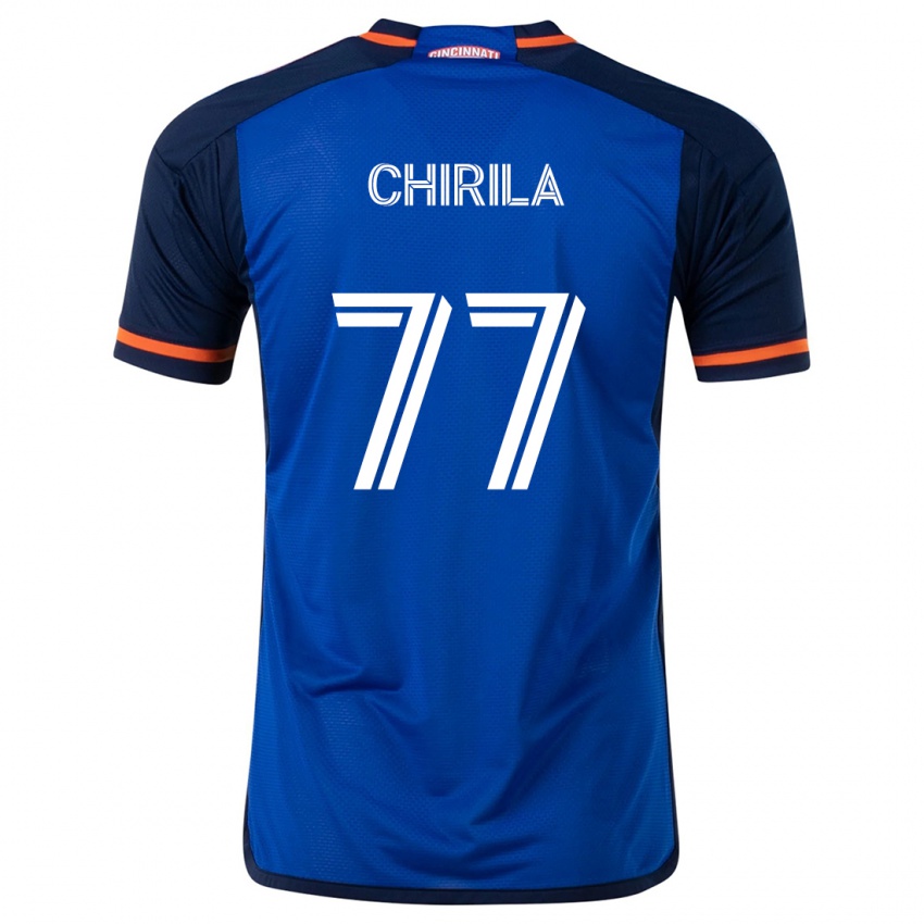 Criança Camisola Stefan Chirila #77 Branco Azulado Principal 2024/25 Camisa Brasil