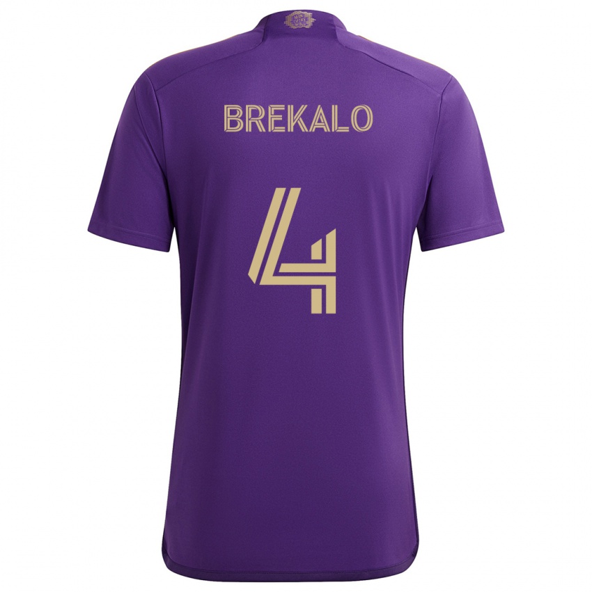 Criança Camisola David Brekalo #4 Roxo Amarelo Principal 2024/25 Camisa Brasil