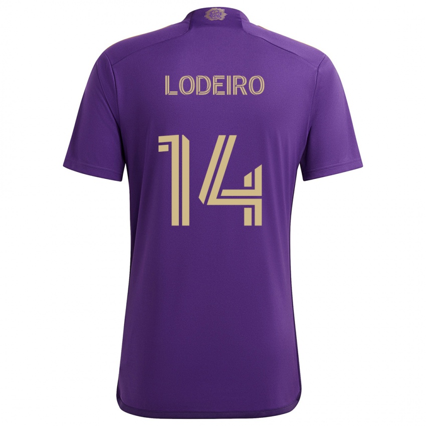 Criança Camisola Nicolás Lodeiro #14 Roxo Amarelo Principal 2024/25 Camisa Brasil