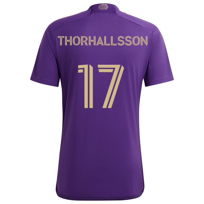 Criança Camisola Dagur Dan Thórhallsson #17 Roxo Amarelo Principal 2024/25 Camisa Brasil