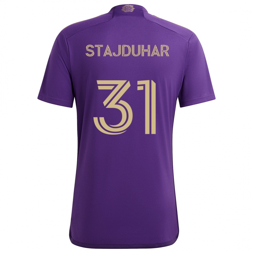 Criança Camisola Mason Stajduhar #31 Roxo Amarelo Principal 2024/25 Camisa Brasil