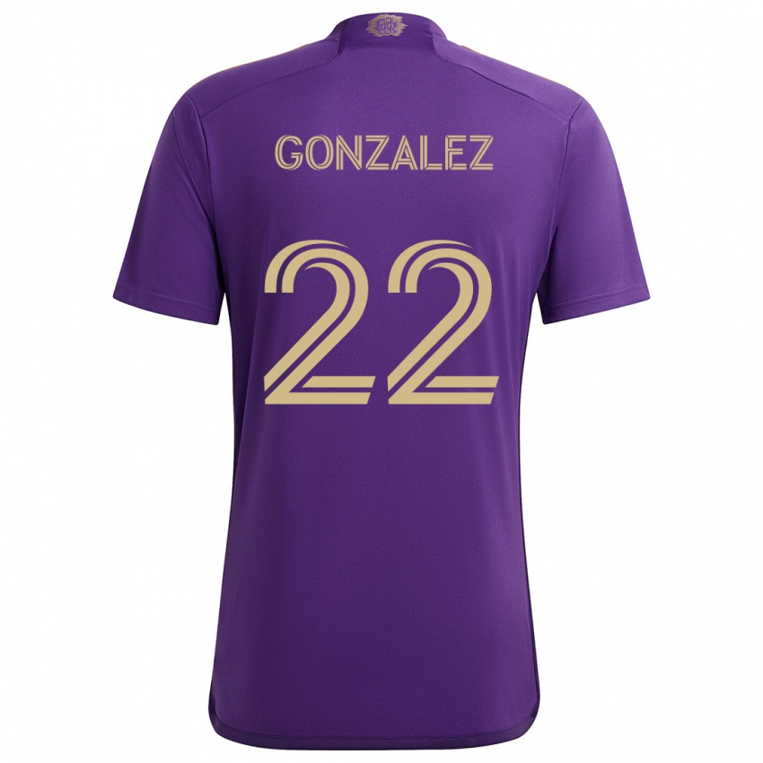 Criança Camisola Gastón González #22 Roxo Amarelo Principal 2024/25 Camisa Brasil