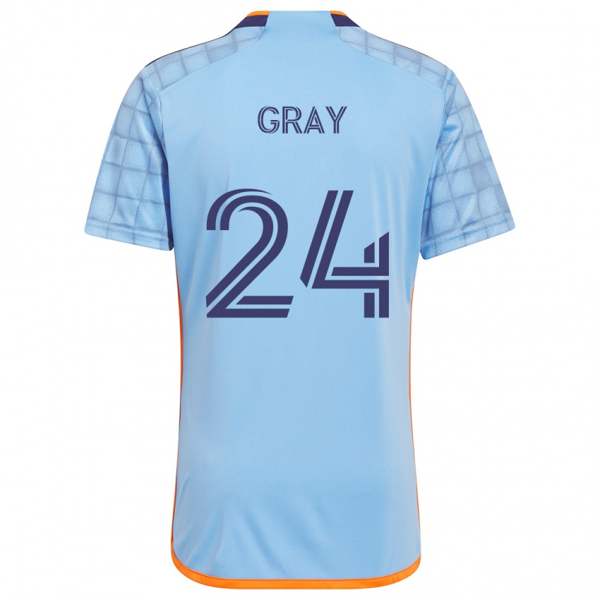 Criança Camisola Tayvon Gray #24 Azul Laranja Principal 2024/25 Camisa Brasil