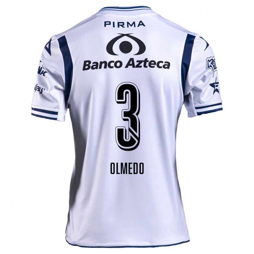 Criança Camisola Sebastián Olmedo #3 Branco Azul Marinho Principal 2024/25 Camisa Brasil