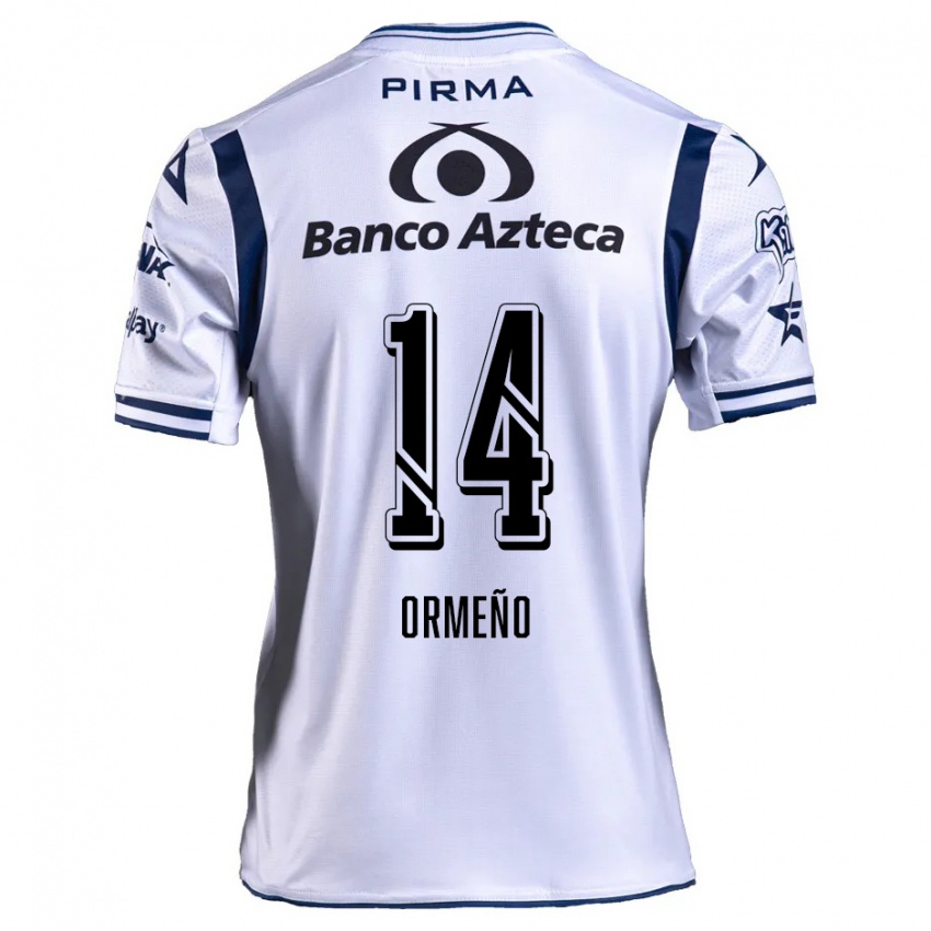 Criança Camisola Santiago Ormeño #14 Branco Azul Marinho Principal 2024/25 Camisa Brasil