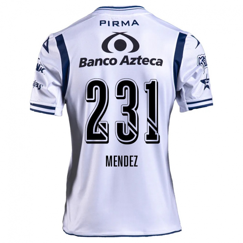 Criança Camisola Alejandro Méndez #231 Branco Azul Marinho Principal 2024/25 Camisa Brasil