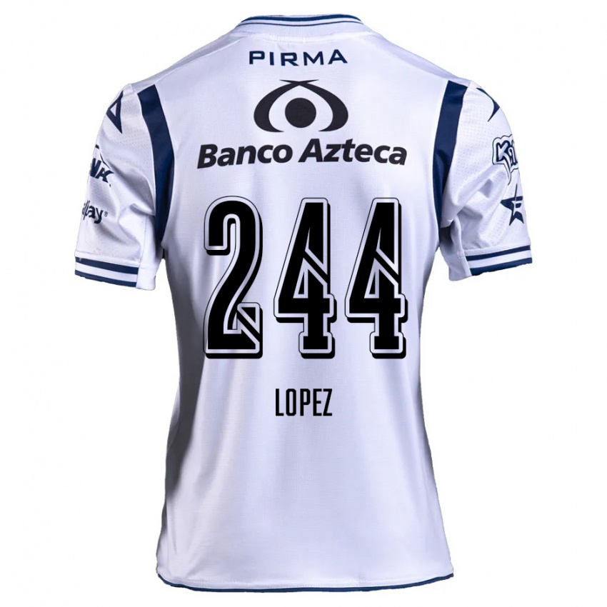 Criança Camisola Daniel López #244 Branco Azul Marinho Principal 2024/25 Camisa Brasil