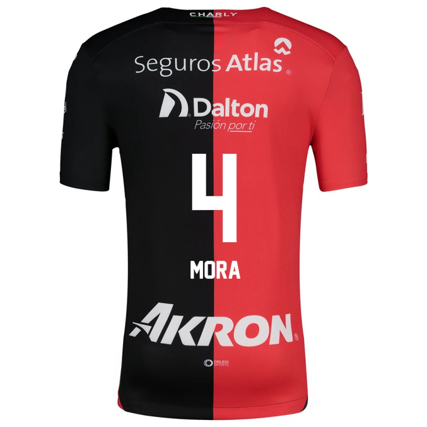 Criança Camisola Adrián Mora #4 Vermelho Preto Principal 2024/25 Camisa Brasil