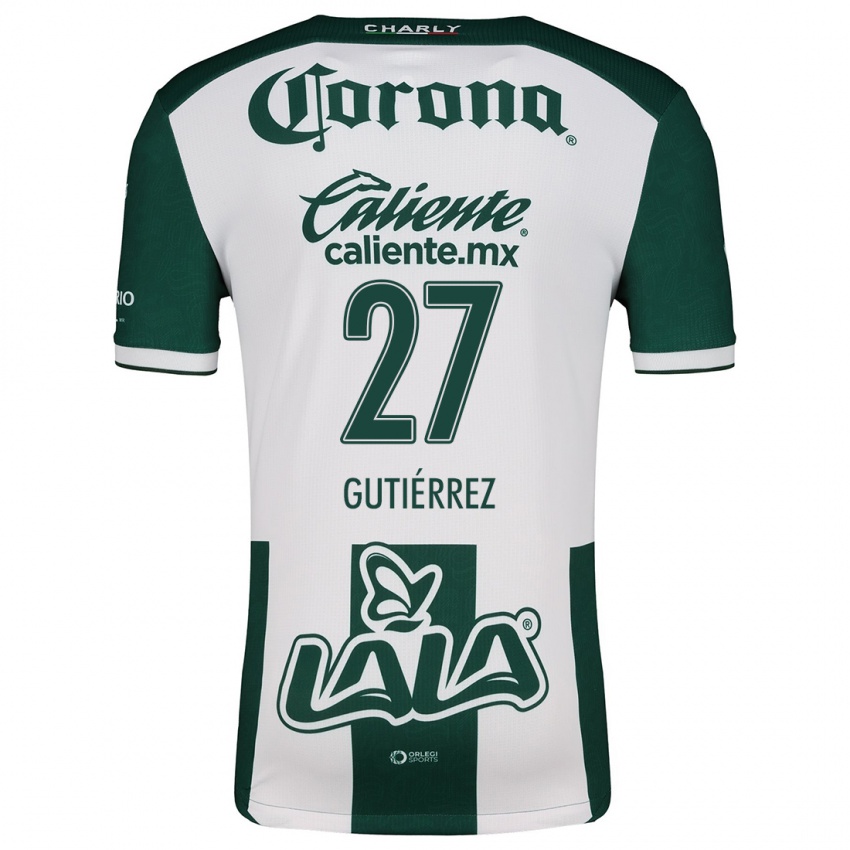 Criança Camisola Luis Gutiérrez #27 Verde Branco Principal 2024/25 Camisa Brasil