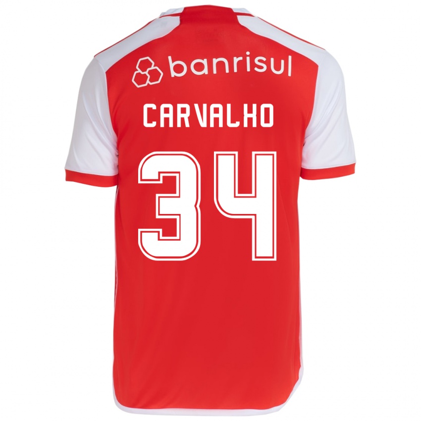 Criança Camisola Gabriel Carvalho #34 Vermelho Branco Principal 2024/25 Camisa Brasil