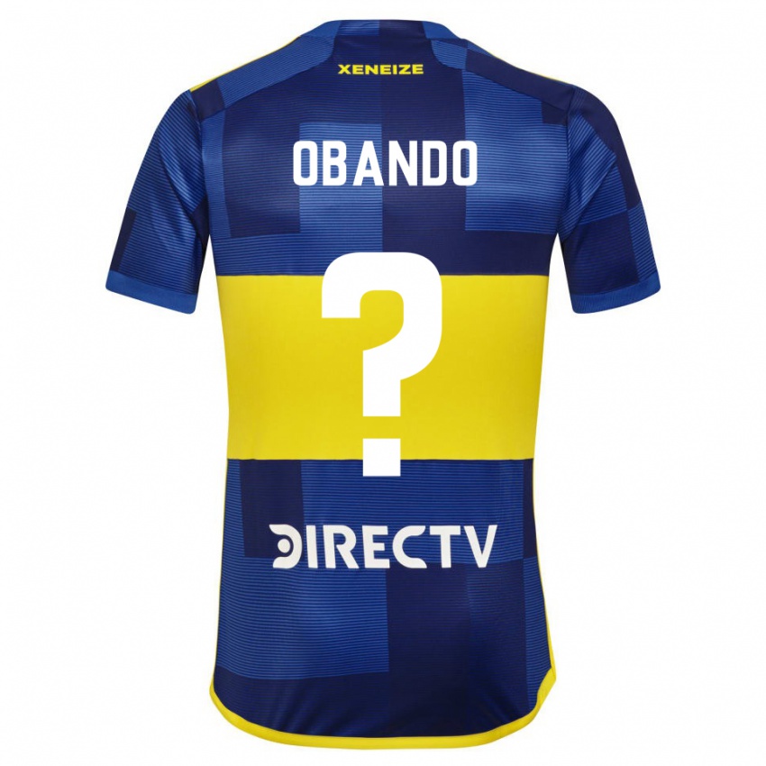 Criança Camisola Agustin Obando #0 Azul Amarelo Principal 2024/25 Camisa Brasil