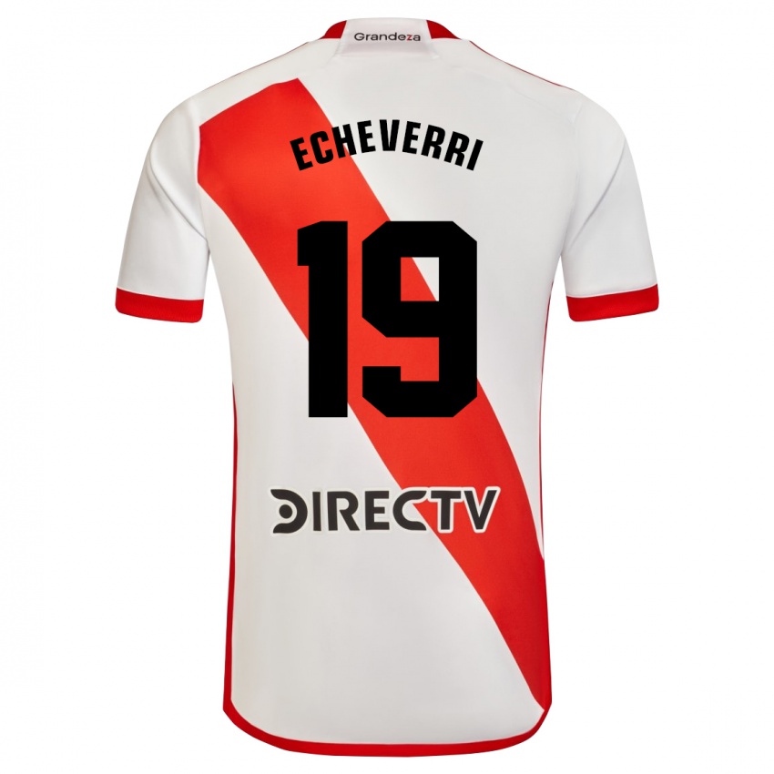 Criança Camisola Claudio Echeverri #19 Branco Vermelho Principal 2024/25 Camisa Brasil