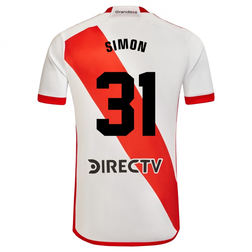 Criança Camisola Santiago Simon #31 Branco Vermelho Principal 2024/25 Camisa Brasil