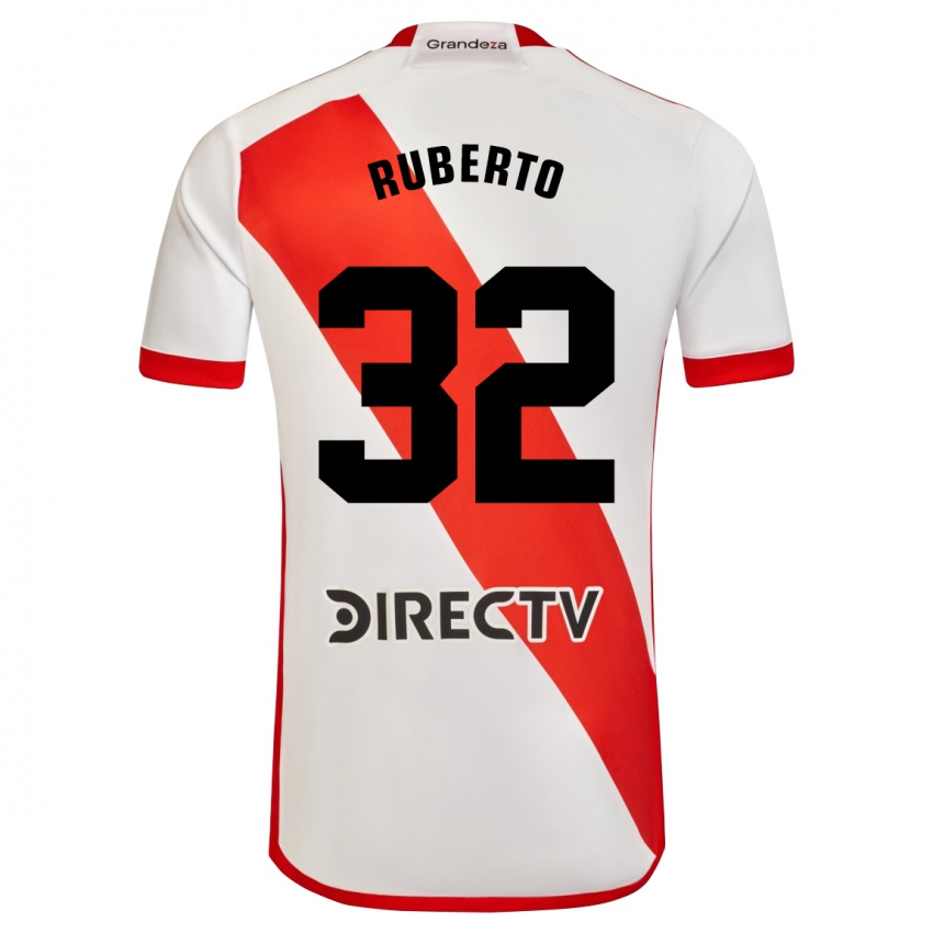 Criança Camisola Agustín Ruberto #32 Branco Vermelho Principal 2024/25 Camisa Brasil