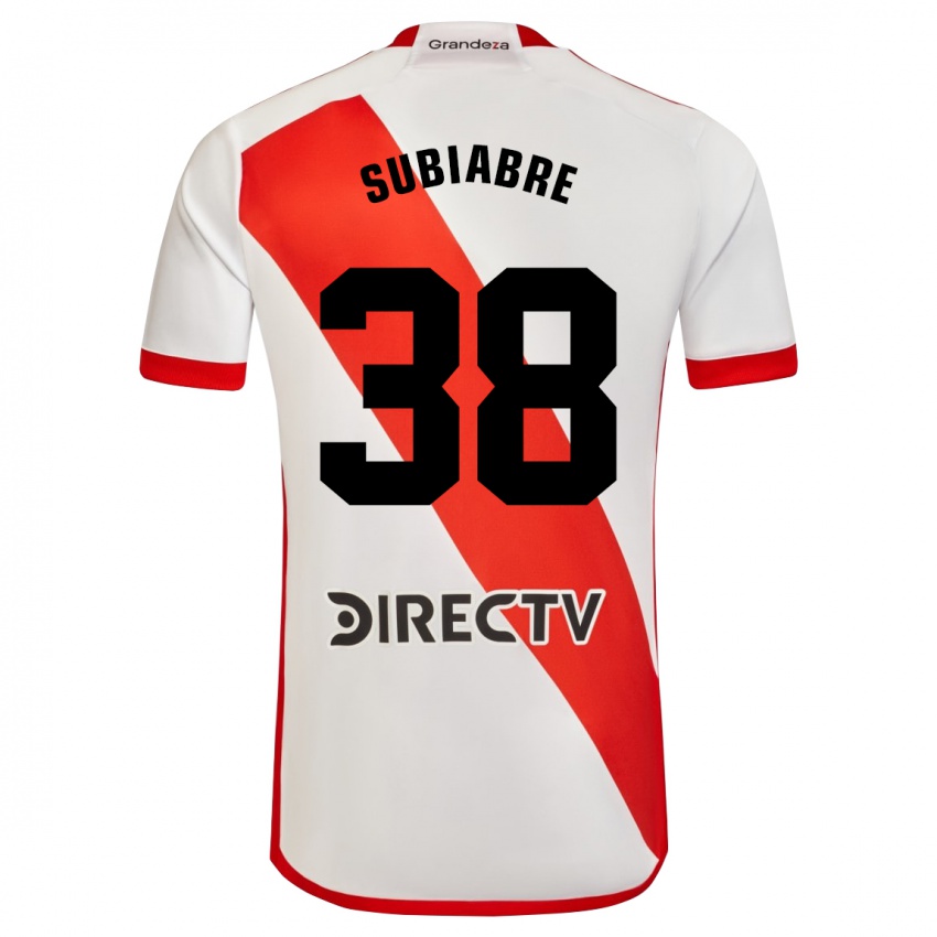 Criança Camisola Ian Subiabre #38 Branco Vermelho Principal 2024/25 Camisa Brasil