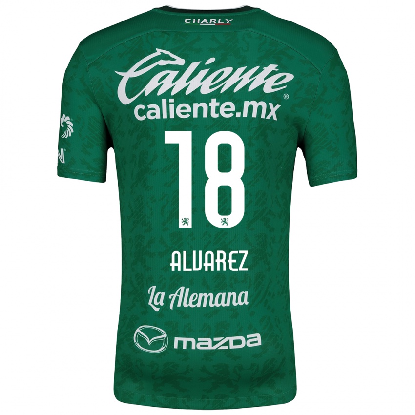 Criança Camisola Yazmin Álvarez #18 Verde Branco Principal 2024/25 Camisa Brasil