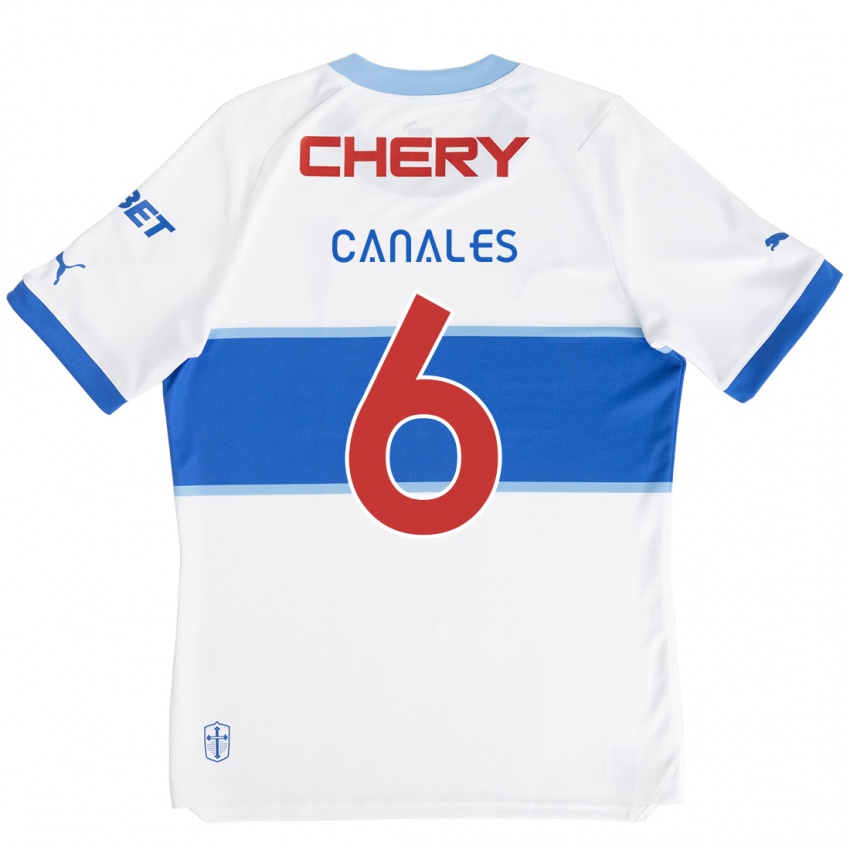 Criança Camisola Alfred Canales #6 Branco Azul Principal 2024/25 Camisa Brasil