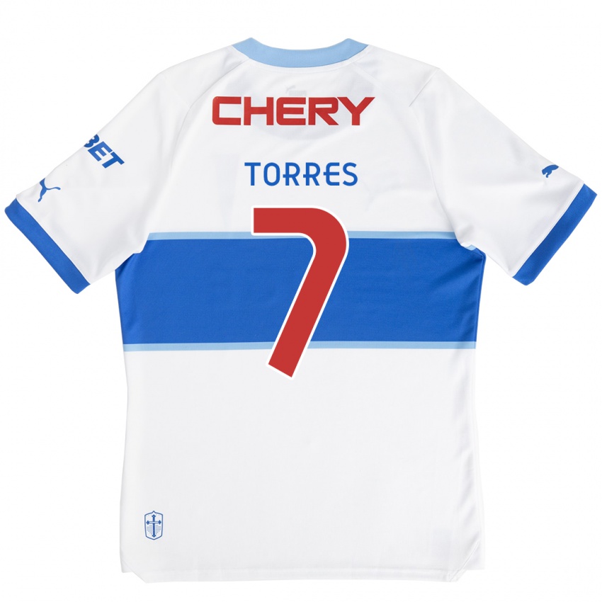 Criança Camisola Joaquín Torres #7 Branco Azul Principal 2024/25 Camisa Brasil