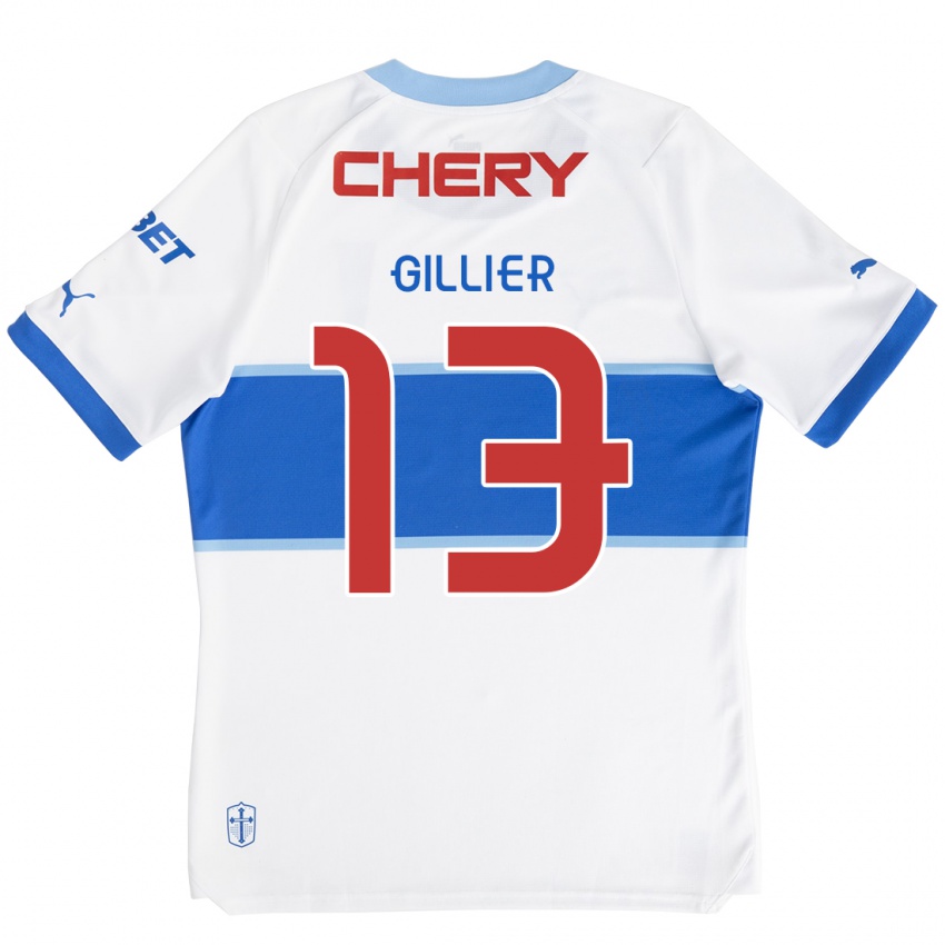 Criança Camisola Thomas Gillier #13 Branco Azul Principal 2024/25 Camisa Brasil