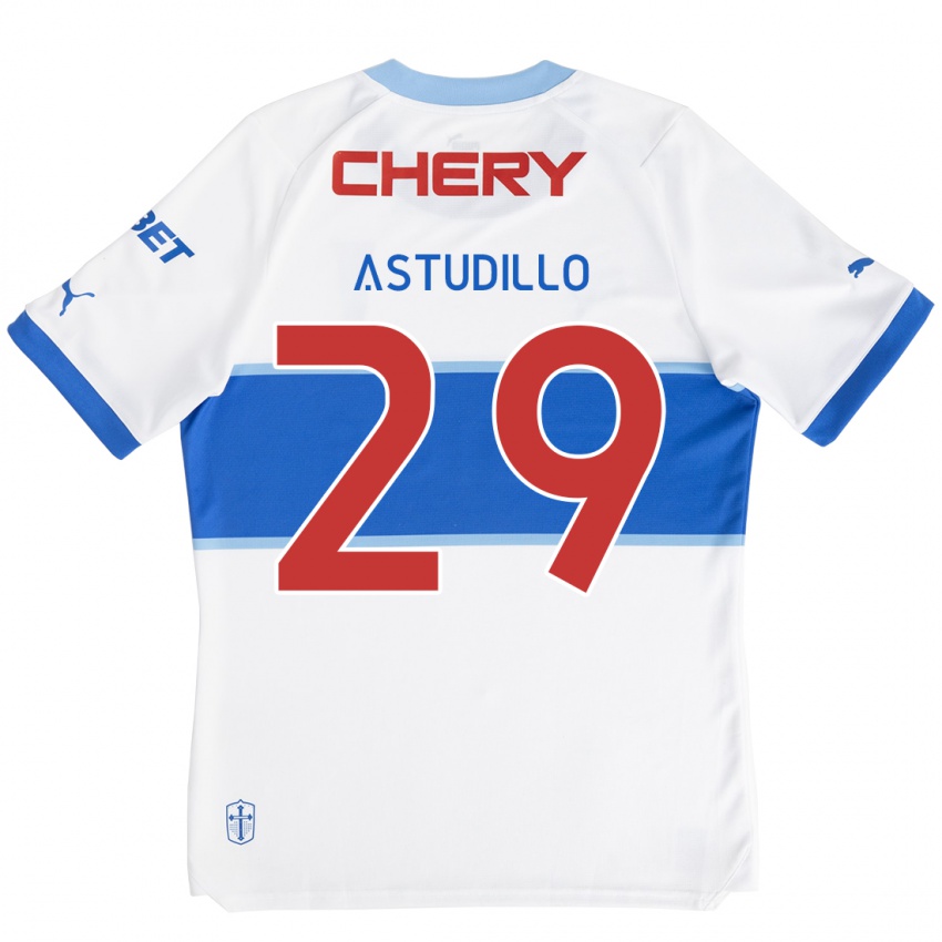 Criança Camisola Aaron Astudillo #29 Branco Azul Principal 2024/25 Camisa Brasil