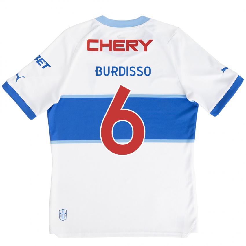 Criança Camisola Guillermo Burdisso #6 Branco Azul Principal 2024/25 Camisa Brasil